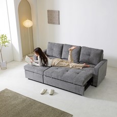 노아가구 모리애 카우치형 3인용 소파베드 방문설치, 그레이