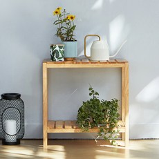 WOODYHOME 原木模組式置物架花盆整理架, 2層, 單色