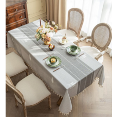하루이 모던 4인 6인 방수 식탁보 테이블보, 그레이, 1개, 140 x 140 cm