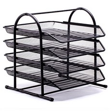 Beunet鐵製網狀文件整理箱 圓形支架, 黑色的, 4層