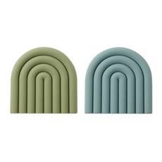 素色隔熱墊2件組, 綠色，薄荷, 1套