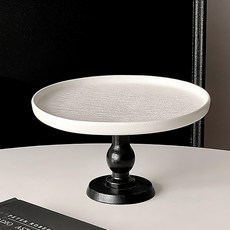 American Road 木製立架經典高款陶瓷蛋糕盤 HR2642, B黑色, 1個