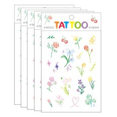 Petit 迷你紋身貼紙 TS020, 花朵, 5個