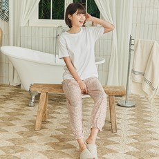 찌니야 여성용 켈리플라워 60수 레이온 8부 잠옷 바지 AP8-906