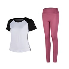 女款時尚瑜伽短袖T恤+內搭褲