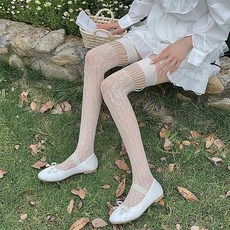 디멜디 여성용 레오파드 망사 패션 시스루 오버니삭스 MW155