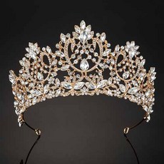 Damon 絕美珠飾花朵點綴婚禮頭冠 MNB024, 1個, 金色