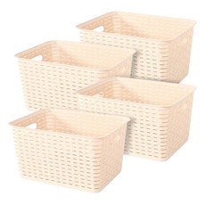 CHIFUN SENHUO 祈樂森活 仿編織收納籃 550g, 40.5 x 29 x 22cm, 卡其色, 4個