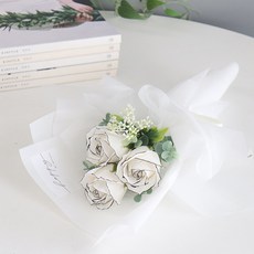 MORIANN 人造香皂花玫瑰花束 小, 白色, 1個