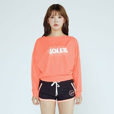 soleil 女款花朵寬鬆蝙蝠袖長袖 + 短版線條重點褲防磨衣