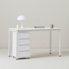 포더홈 이든 책상 + 이동서랍 세트, 화이트화이트 + 화이트