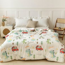 夢之語 韓版石墨烯針織蕾絲雲朵被, 恐龍車車