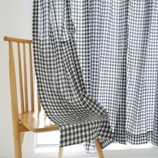 SCOHOme 好眠格紋四季遮光窗簾 + 伸縮桿組合, 格紋炭灰