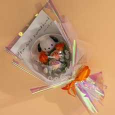 아스파시아 니콜 산리오 인형 풍선 비누꽃 꽃다발 12cm, 화이트 포차코, 1개