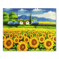 ADICO DIY油畫 雙子屋與向日葵 PH81 50 x 40 cm, 混合色, 1個