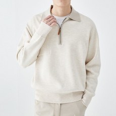 男款時尚潮流高品質翻領半拉鍊針織衫