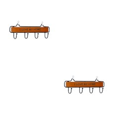 家用壁掛式鐵製多功能4掛鉤 YT_RA1132 2入, 棕色