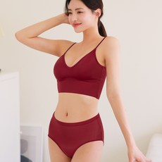 맬러뮤트 여성용 바디라인 노와이어 메쉬 에어 휴식 브라렛 + 팬티 2p 세트