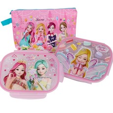 珠珠的秘密不鏽鋼餐盤便當盒組 PP084, 混色, 便當盒+蓋子 2入+便當袋, 1組