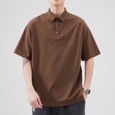 남성용 DM 미니멀 카라 반팔 티셔츠