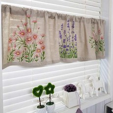 生活裝飾 野花短窗簾, 米色