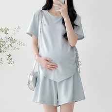 아이캔심플 썸머 데일리 임산부 루즈핏 반팔 투피스 세트