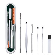 喜悠力 圓潤不傷耳多功能不鏽鋼挖耳工具組 Set 6支, 1組