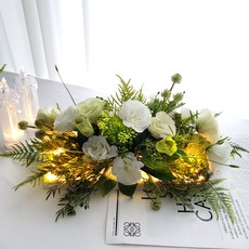 Thelimekorea LED可愛人造花中心擺飾, 1個, 奶油色