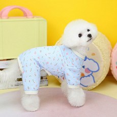 petit dog 寵物花朵鈕扣連身衣 DA030, 天空藍