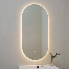 타원형 스마트 LED 거울 간접조명 3색 터치형 700 x 1000 mm, 백색 + 전구색 + 아이보리
