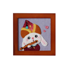 아트세상 羊毛氈名畫惡搞相框製作DIY套組, 1套, 吹笛子的兔子