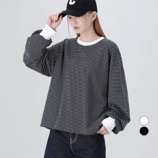 Awesomearound 女款細條紋圓領長袖上衣