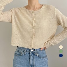 데이템 여성용 크롭 니트 가디건