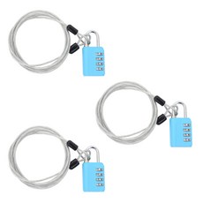 Travel Cube 防盜塗層安全繩 1.5m+4 錶盤安全掛鎖套組藍色, 3套