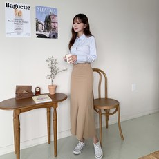 토마토팩토리 여성용 멜르 쫀쫀 핀턱 라인 머메이드 스커트