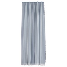 浪漫柔情雙層網紗遮光魔鬼氈窗簾, 藍色
