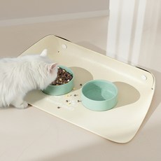 둥둥펫 반려동물 흘림방지 방수 가죽 식기 매트, 아이보리, 1개