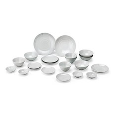 KwangJuYo Me系列Casual Line4人餐具21件組, 飯碗 4p + 湯碗 4p + 圓球 10 4p + 圓盤 14 4p + 圓盤 17 2p + 圓盤 20 + 圓盤 25 + 圓球 24, 雪花