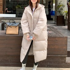 Dotif 女性極簡連帽長版羽絨外套