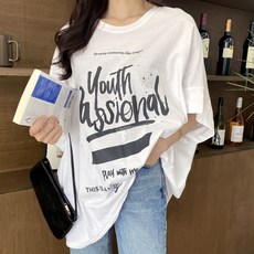 린다샵 여성용 통기성 나염 루즈핏 티셔츠 T9597K24