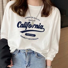 어썸풀 여성용 로운 레터링 롱 슬리브 티셔츠 A25FT080703