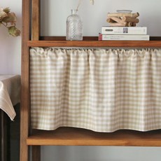 DECOTONIK 基本款格紋短窗簾, 米色