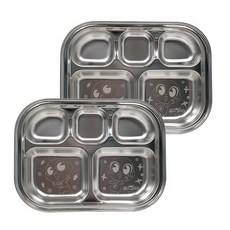 LE BARN 辛比的怪怪屋圖案雙格不鏽鋼餐盤組, 混色, 5格不銹鋼餐盤 2入