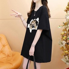 레몬소울 여성용 두냥 프린팅 반팔 티셔츠