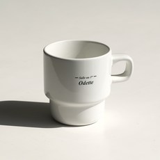 이우아여사 오데뜨 레터링 쌓을수 있는 머그컵 370ml, 화이트, 2개