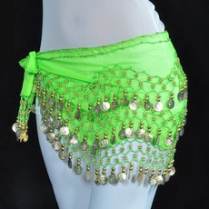marketpia 女性雪紡肚皮舞臀巾, 淺綠色金色