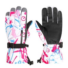 MySoyi 防滑觸控螢幕滑雪手套, 04 粉紅色花朵