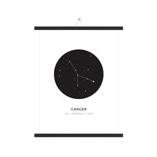 室內裝飾星座木製掛軸海報 巨蟹座, 黑色