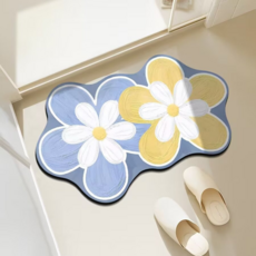 Cashrich 花卉藝術浴室吸水速乾防滑珪藻土腳踏墊 50 x 80 cm, 類型3, 1個