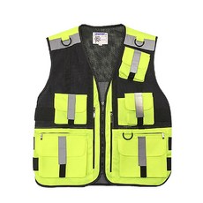 Cracker 多功能螢光安全背心 SW-3040, 高能見度黃色, 黑色, 1個